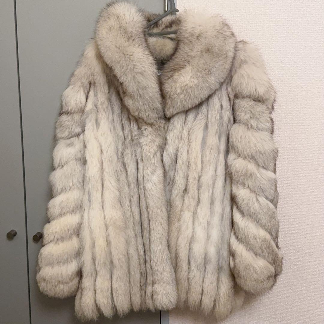 最高級 SAGAFOX銀サガ肉厚極上ブルーフォックスコートフィンランド製11 号