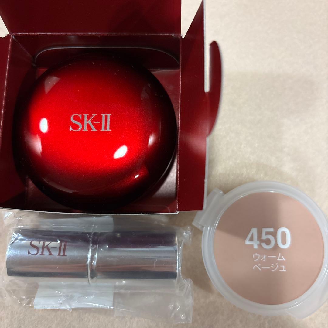 新品中古品SK-IIファンデーション450 ケース&ブラシセット