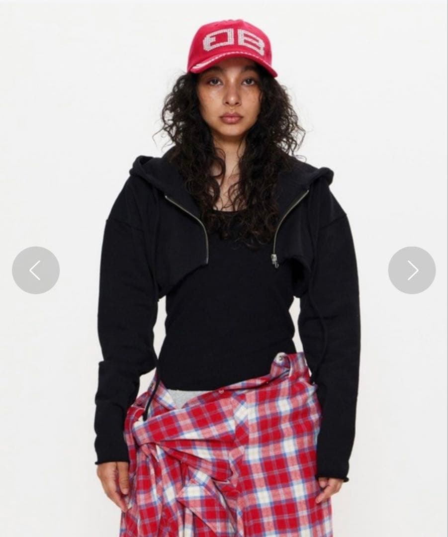 専用 BEEDEN バックロゴ クロップド ジップアップパーカー y2k 短丈