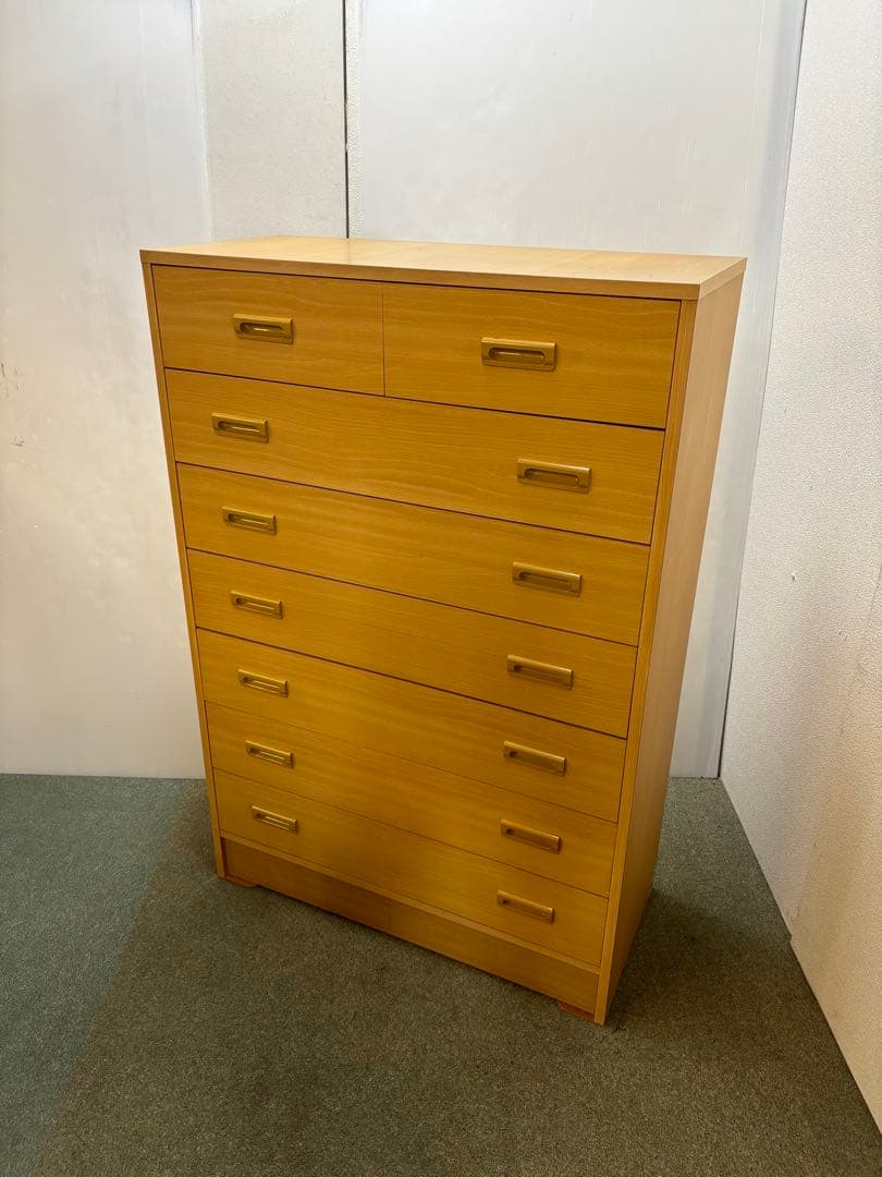 昭和レトロ家具　当時物　北欧風7段ハイチェスト　整理タンス