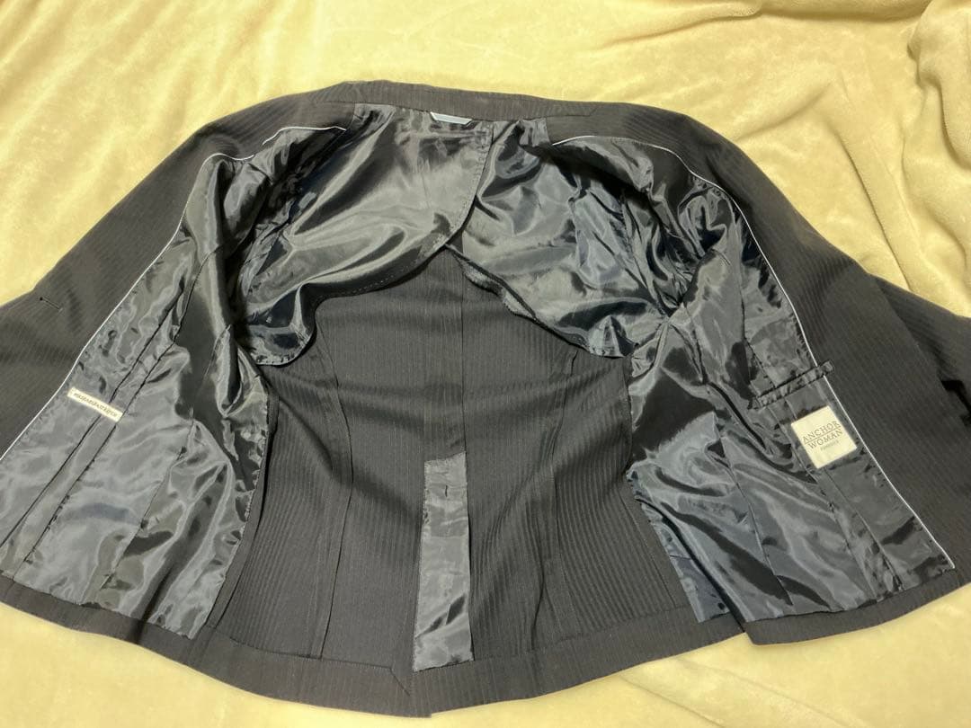 スカートスーツ　レディース　19号　大きめ　洋服の青山　ストライプ　洗濯可