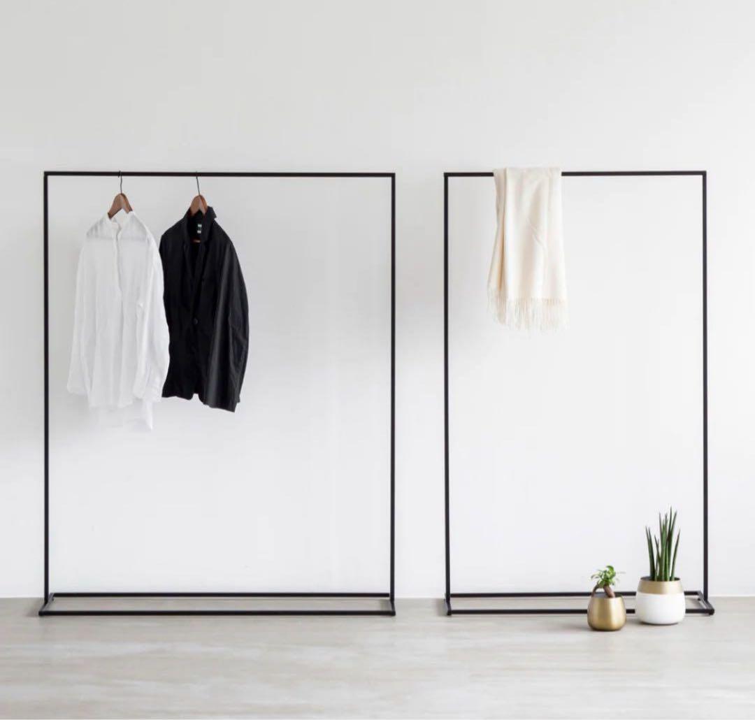 KANADEMONO W120 シンプル アイアン ハンガーラック BLACK