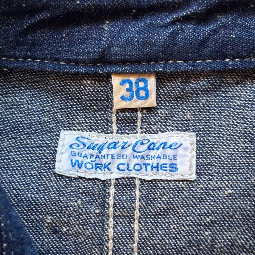 【美品】濃紺 シュガーケーン インディゴデニムカバーオール ネップ 38 M品番