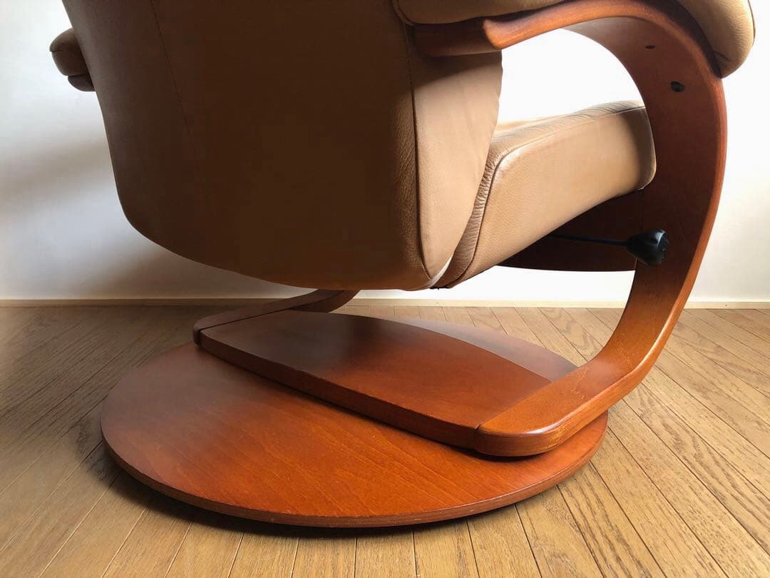 シモンズ フィヨルド リクライニング ラウンジソファ 回転式 本革張り 北欧家具