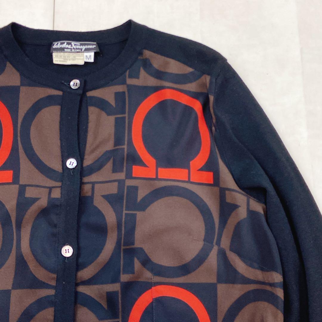 極美品 フェラガモ ガンチーニシルク100 ニットアンサンブル カーディガン