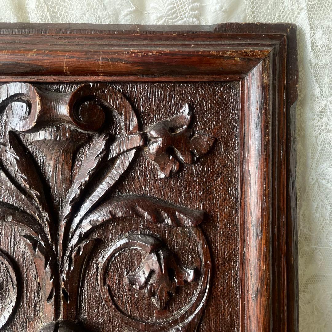 ウッドカービングパネル②木製パネル　卓上ディスプレイボード　フランスアンティーク