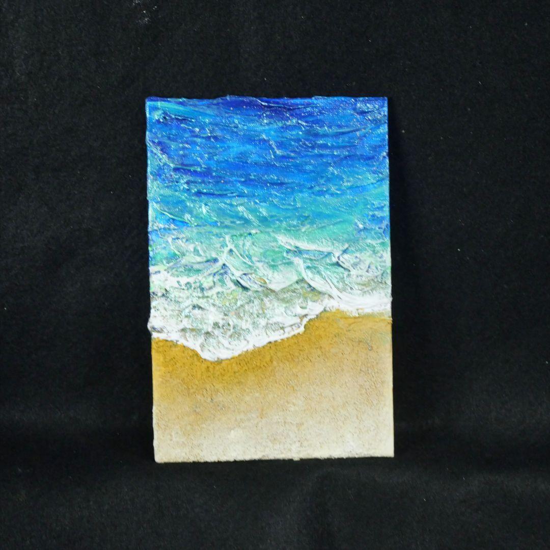 油絵 油彩 油彩画 絵 絵画 キャンバスパネル ミニ絵画【海と砂浜】