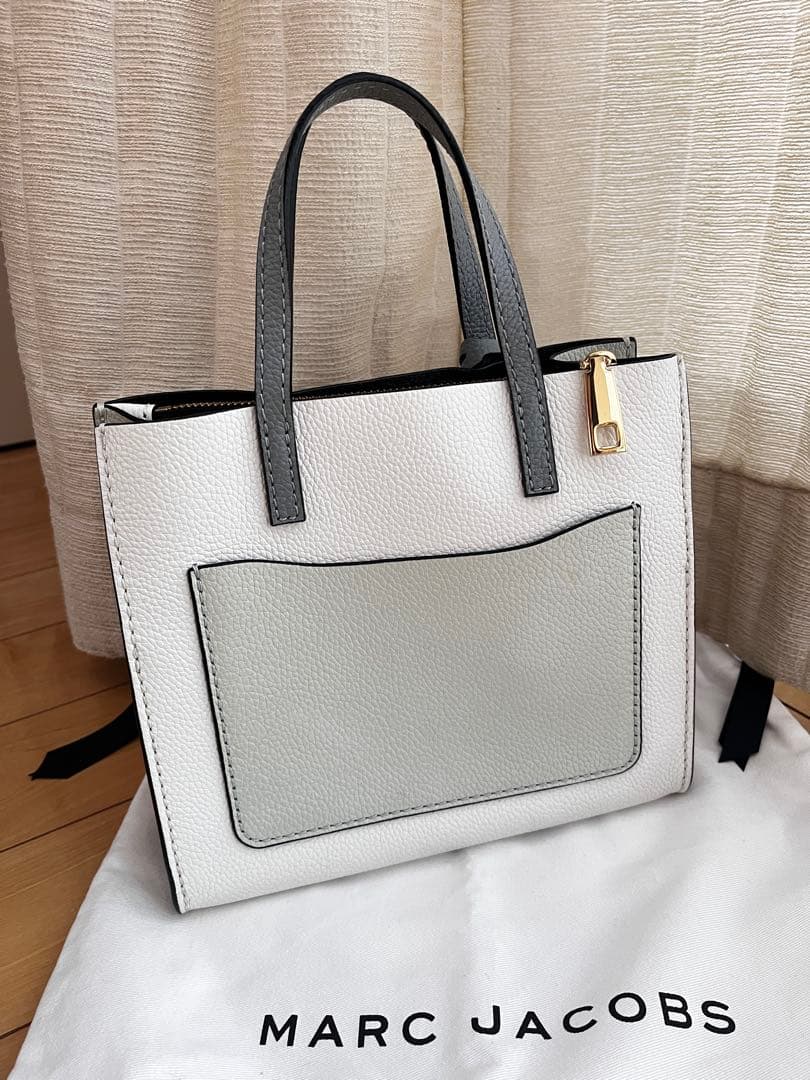 MARC JACOBS 本革 トートバッグ ホワイトオートミール×グレー 保存袋