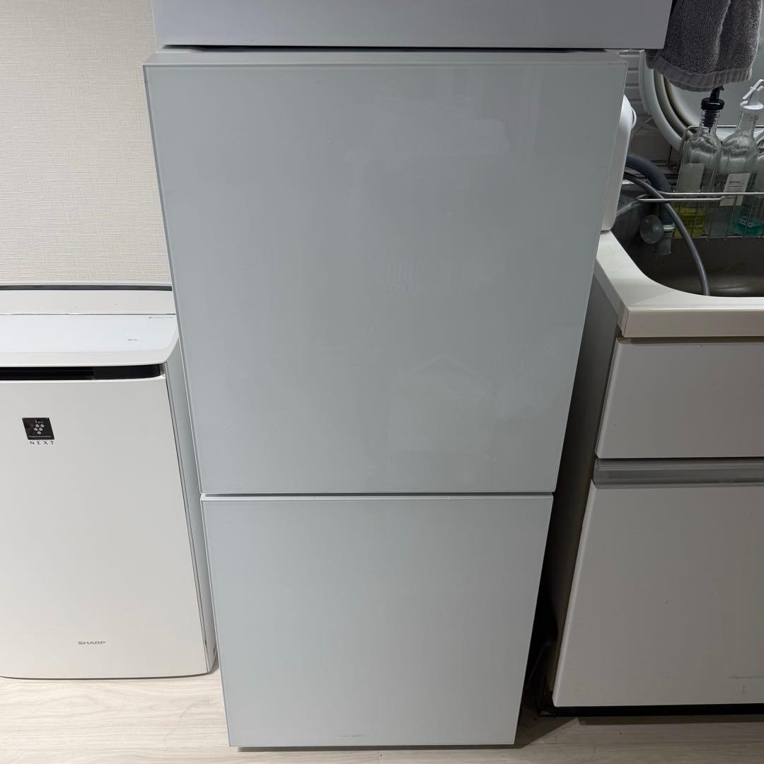 ツインバード　ホワイト 2ドア冷蔵庫　鏡面