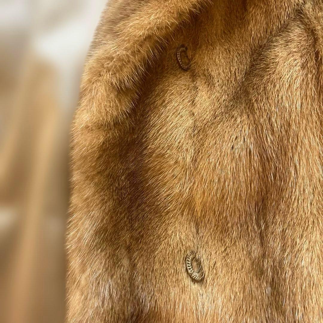 リアルファー　ミンク　コート　高級　S美品　キャメル色
