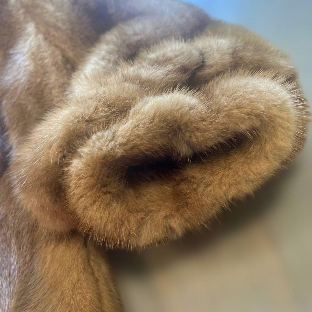 リアルファー　ミンク　コート　高級　S美品　キャメル色