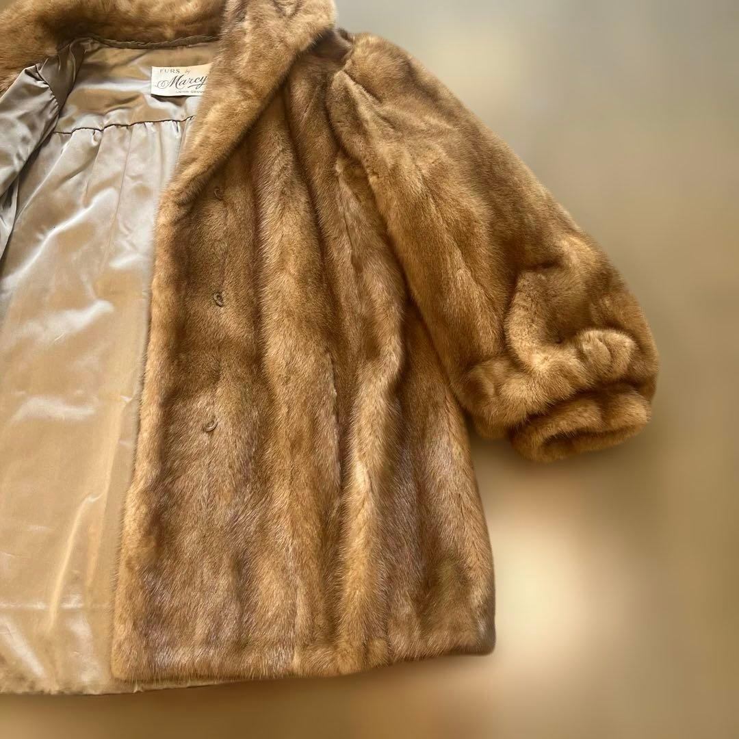 リアルファー　ミンク　コート　高級　S美品　キャメル色