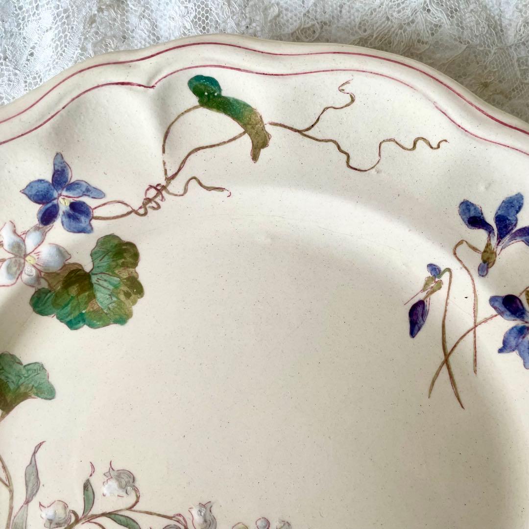 【レア】ロンシャン すみれ&すずらんプレート①フランスアンティーク菫 鈴蘭スミレ