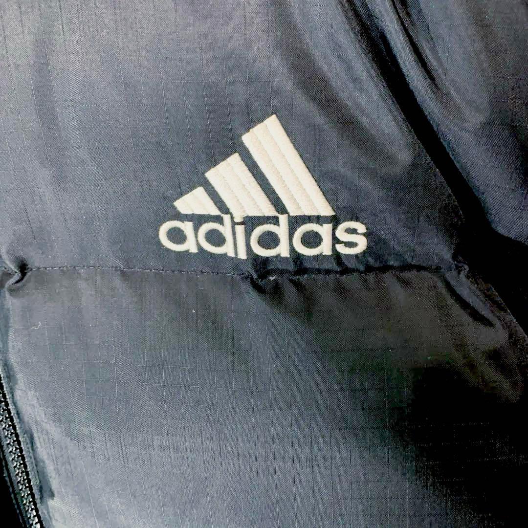 ビンテージ 90s adidas 2WAYダウンジャケット L 刺繍ロゴ 万国旗