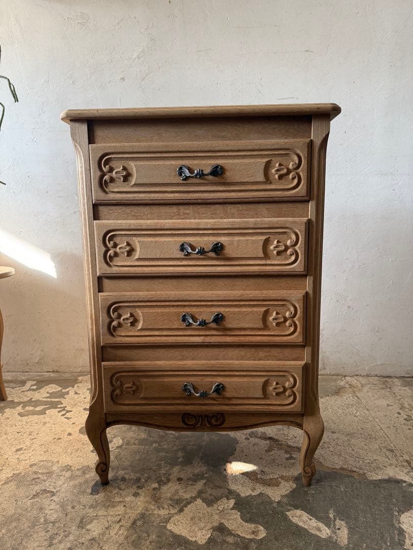 ビンテージ 4段チェスト 猫脚 剥離