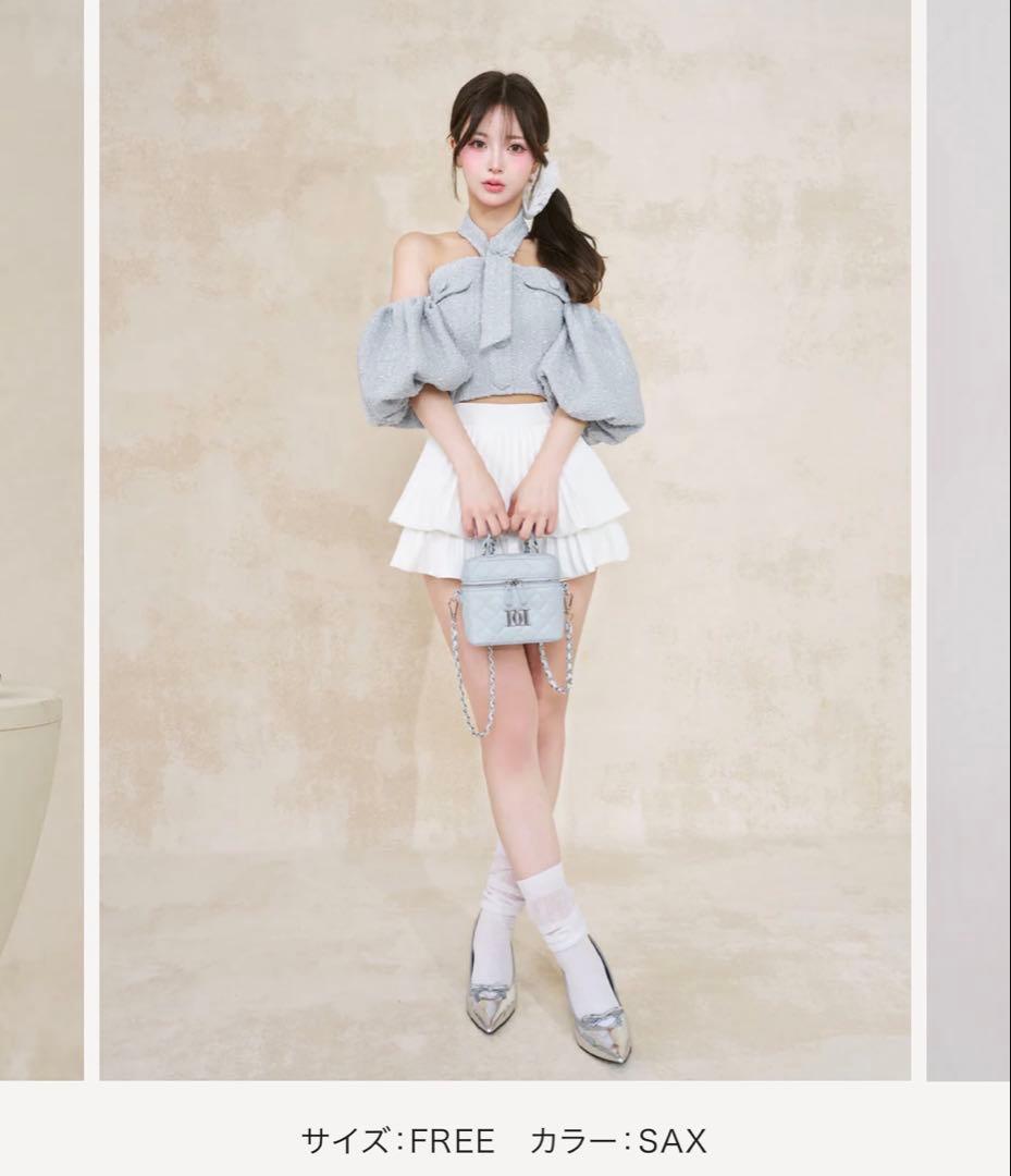 ダーリッチ シルバーパーツ キルティング スクエアミニバッグ サックス sax