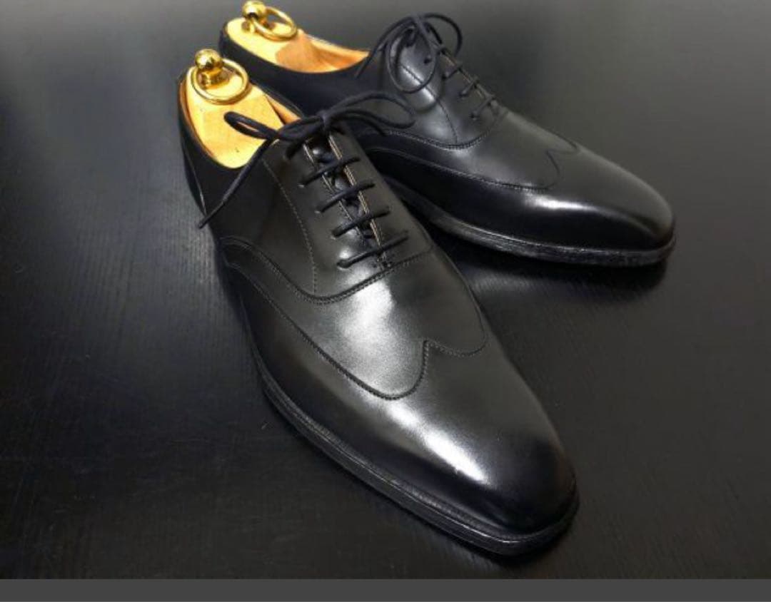 黒レザー ドレスシューズ ウィングチップ　クロケットジョーンズ　UK7,0E