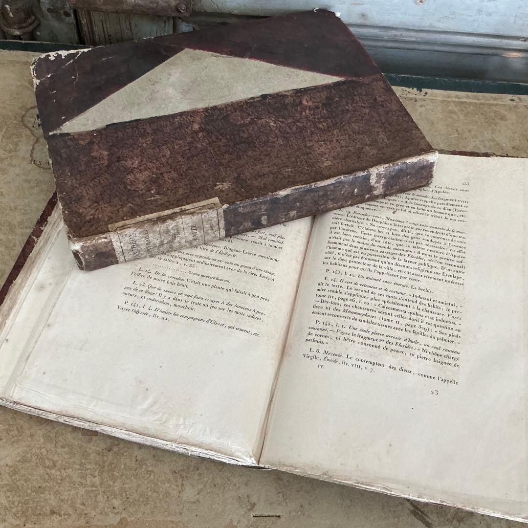 １９世紀　フランスアンティーク　２冊　ラベルだけの本　古書　ブロカント　古紙