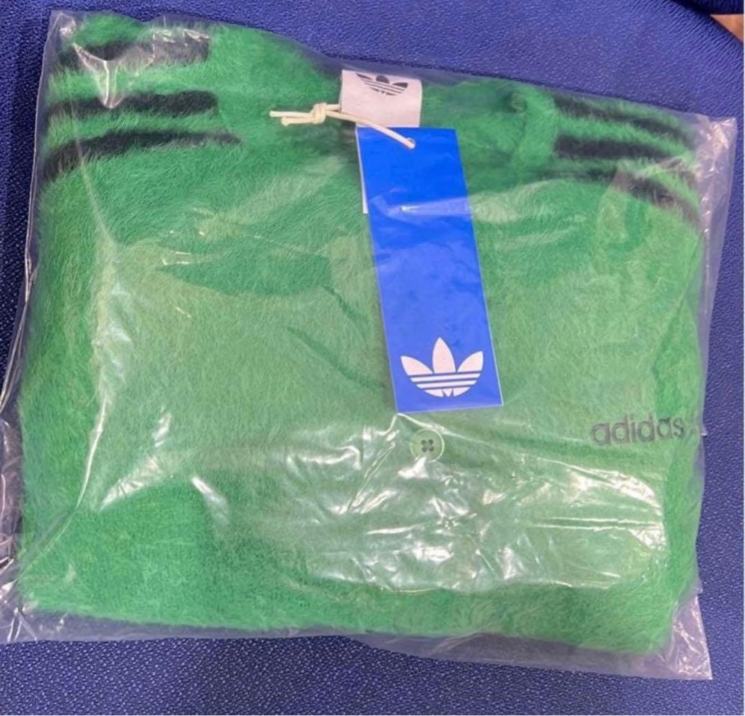 adidas フラッフィーニット カーディガン グリーン りなてぃ着用