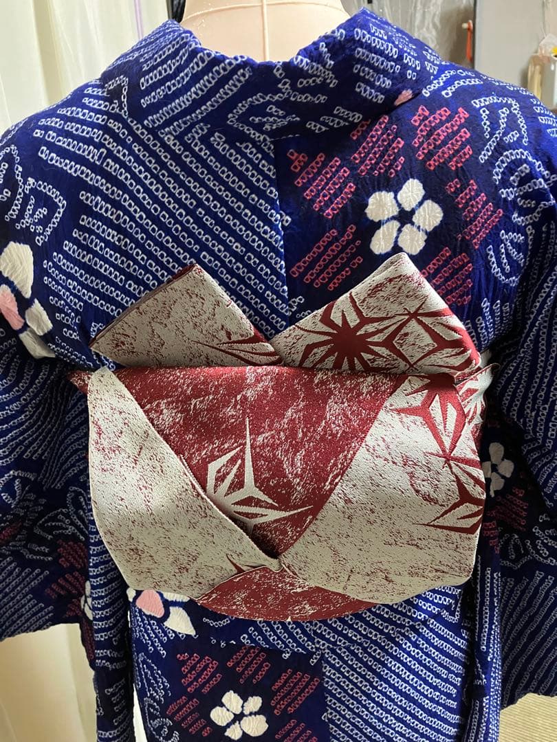 バ*ん様 有松鳴海総絞り浴衣のみ、瑠璃色152cm±5