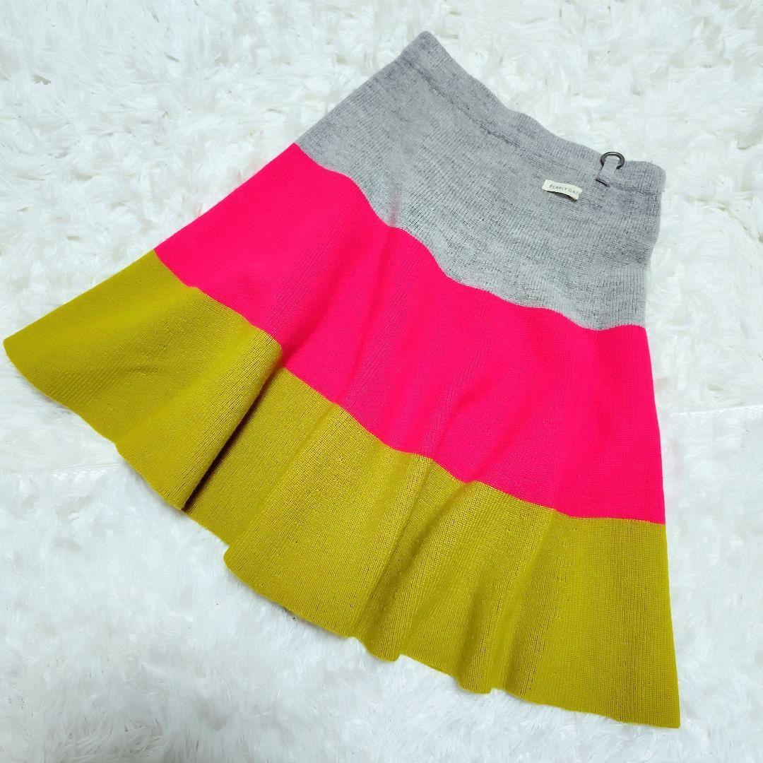 パーリーゲイツ　カラフル　フレアニットスカート　ゴルフウェア　マルチカラー　S