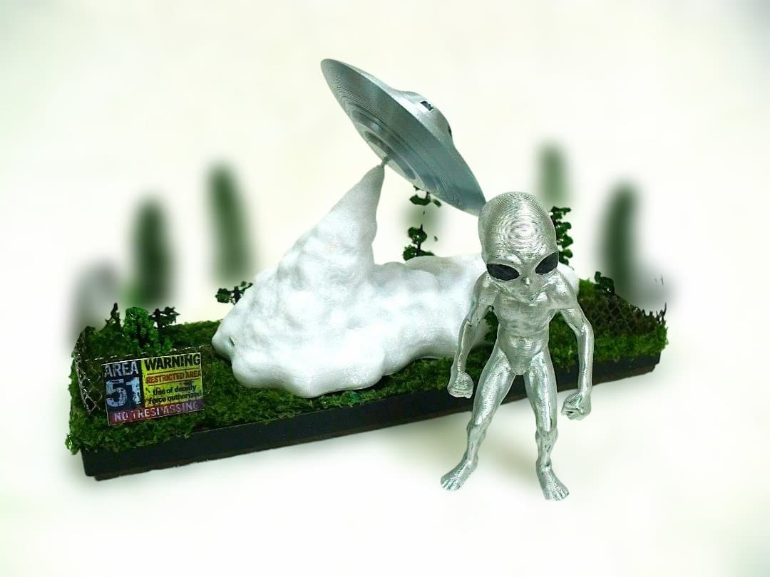 エリア５１UFOジオラマシリーズ火炎放射グレイフィギュアセット