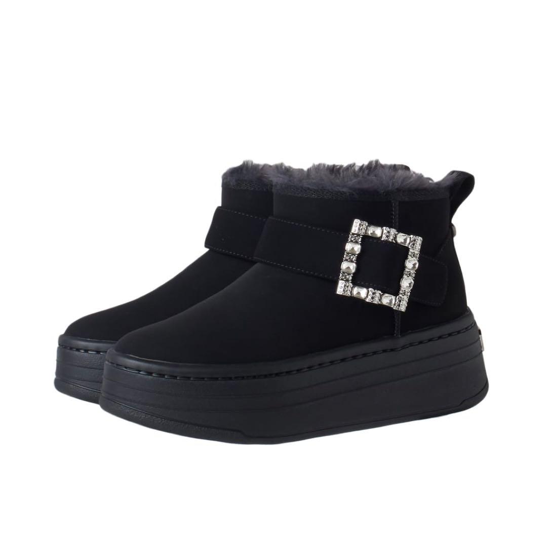 新品　diana プラスダイアナ　まるみシルエットが可愛いあったか厚底ブーツ 黒