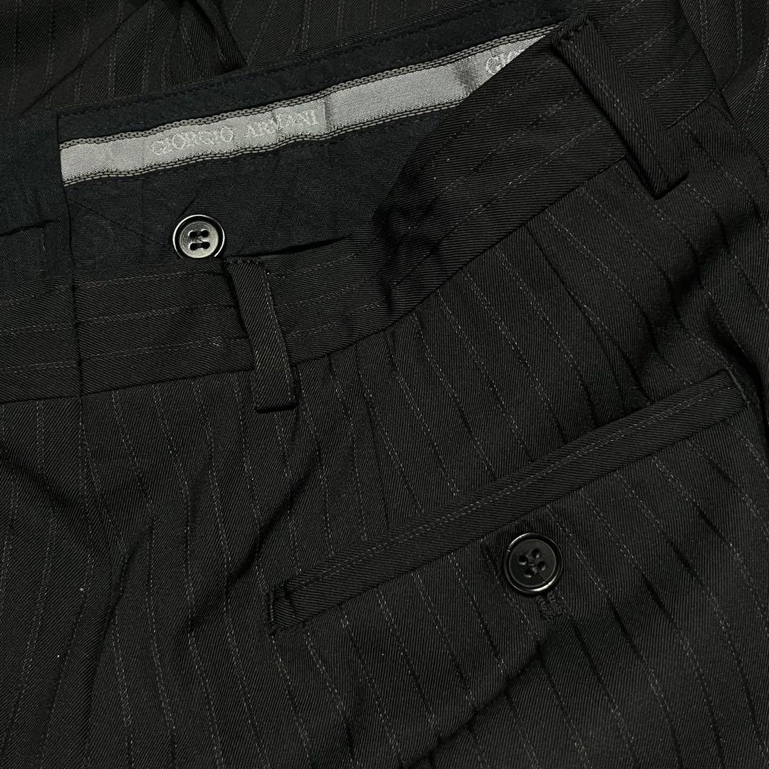 GIORGIO ARMANI ライトウール ストライプ ワイド スラックス