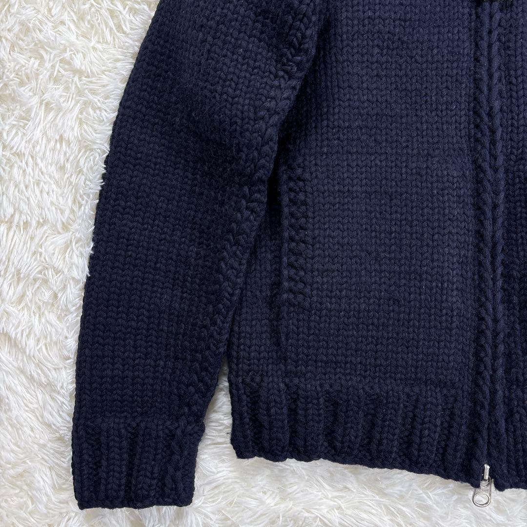 ✨カナダ製・別注✨カナディアンセーター×ロンハーマン　カウチンニット　ジップ　紺