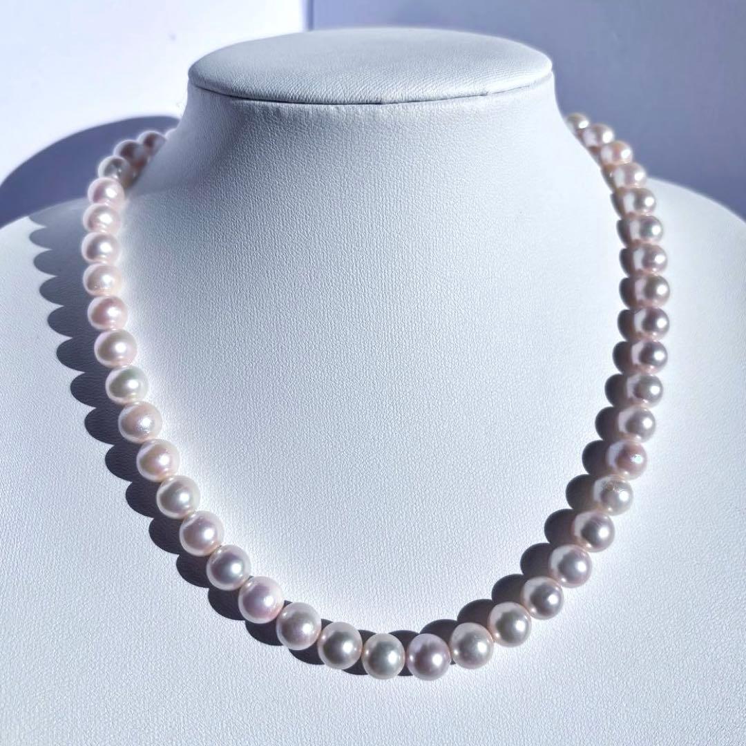 艶良✨干渉色◯ 大珠8.5mmあこや本真珠 パールネックレス　冠婚葬祭　SV刻印