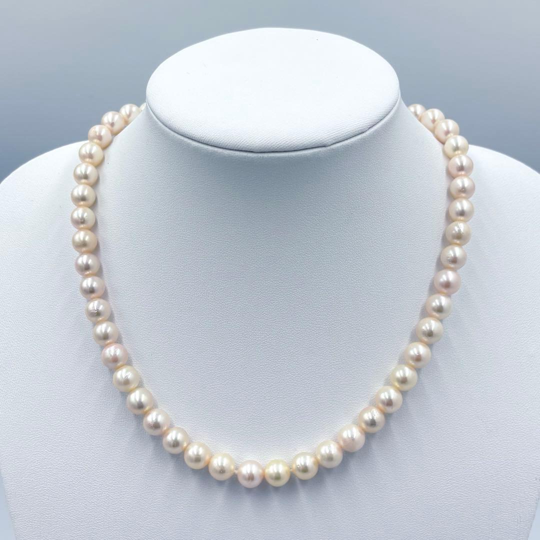 艶良✨干渉色◯ 大珠8.5mmあこや本真珠 パールネックレス　冠婚葬祭　SV刻印