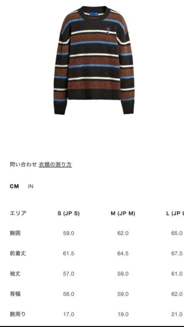 ザラ x チャンピオン コラボ ストライプニットセーター　Ｌ