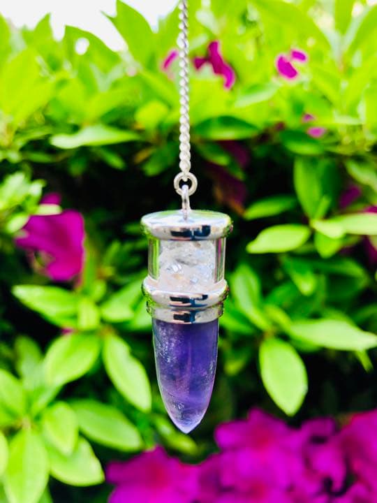 ペンデュラム 振り子ハーキマーダイヤモンド入りアメジスト ダウンジング