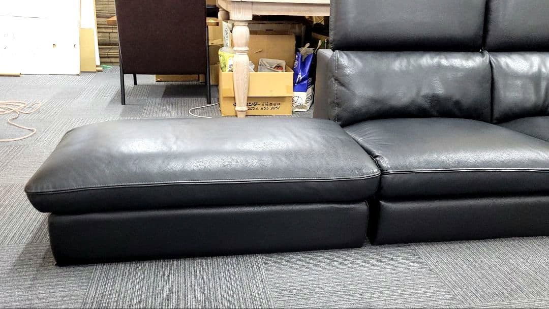G&T L字型コーナーソファ オットマン付 ブラック