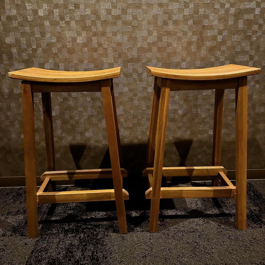 2脚セット 北欧風 天然木 カウンターチェア スツール ハイスツール ナチュラル