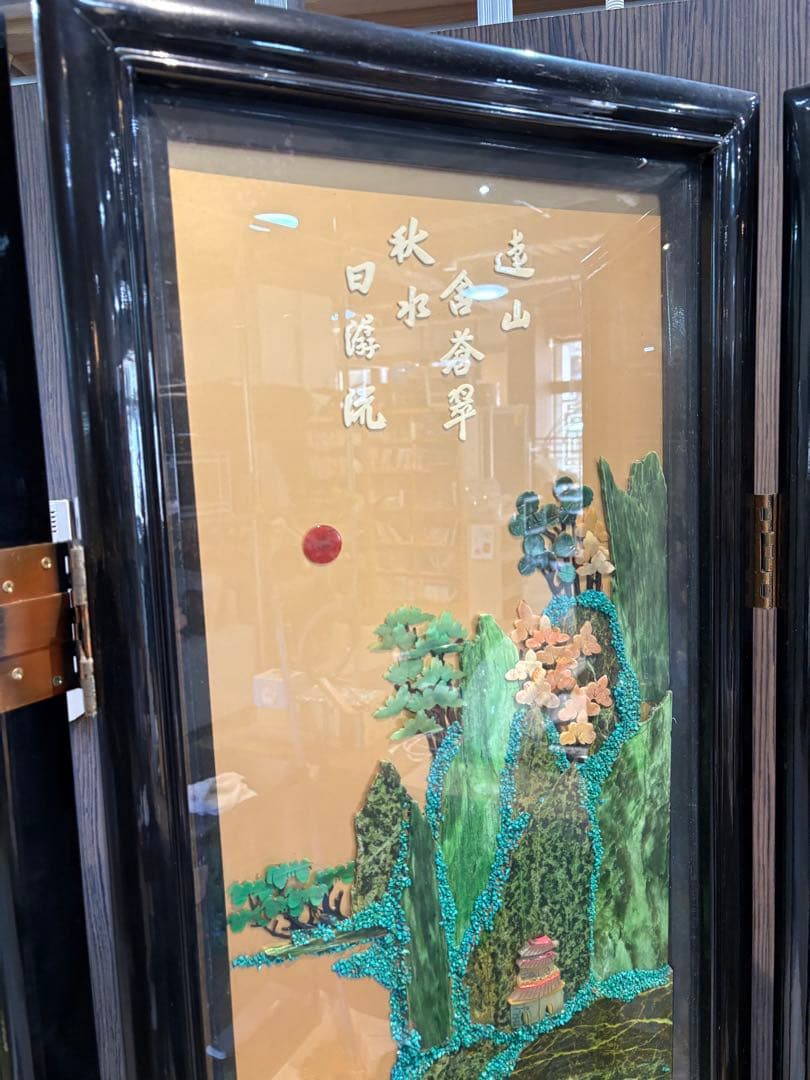 キ*キ様 中国 漆塗り パーテーション 屏風 仕切り つい立 折り畳み衝立 漆塗