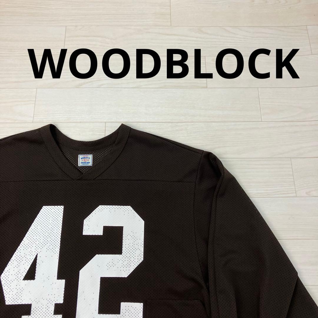 WOODBLOCK フットボール 長袖シャツ メッシュ素材 茶色 XL