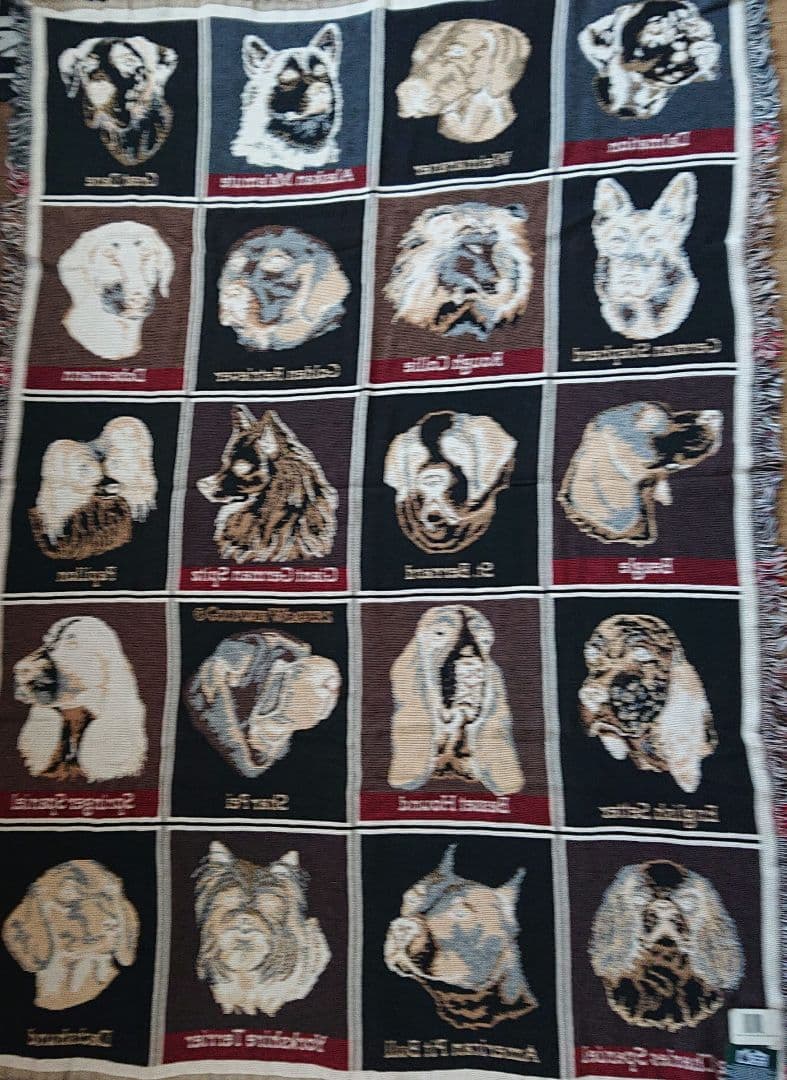 【新品】DOG (20犬種)柄 ラグ/カバー MADE IN U.S.A