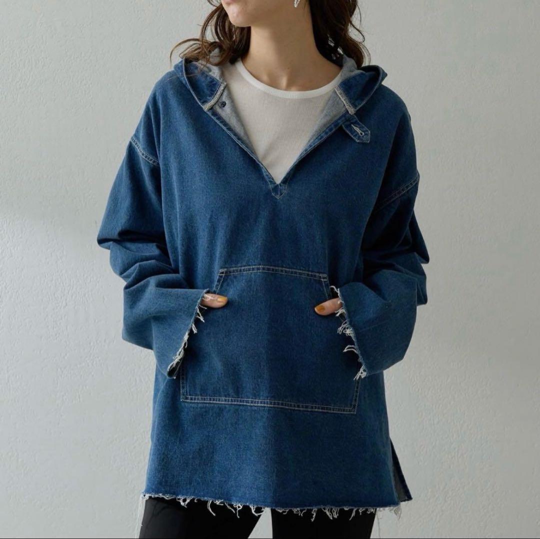 極美品ウィムガゼットインフルエンサーコラボデニムフーディー2025定価3.7千円