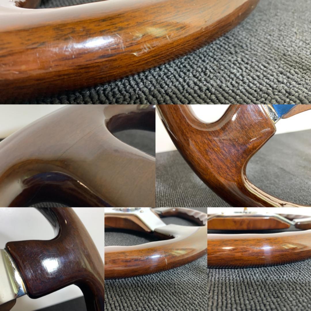 ダークブラウン ウッド ステアリング 35パイ センターパッド＆ホーンボタン付き