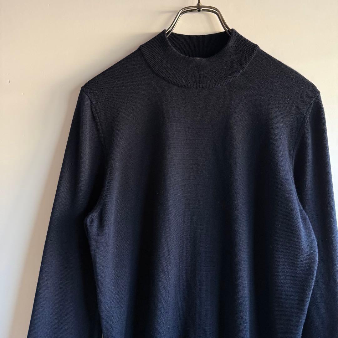 Gran Sasso グランサッソ モックネックウールニット 46 ネイビー