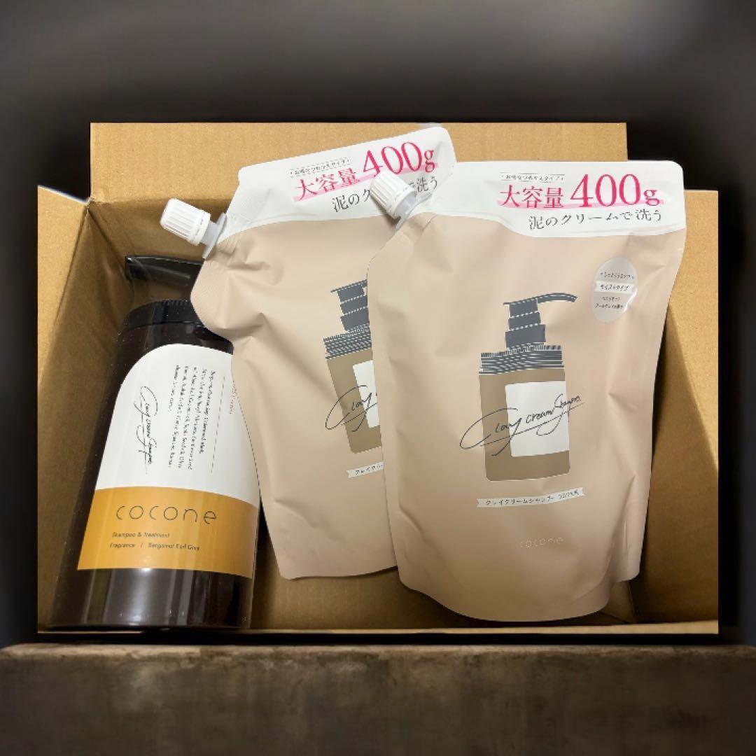 新ボトル‼️ cocone シャンプー 本体400g 詰め替え400g×2個