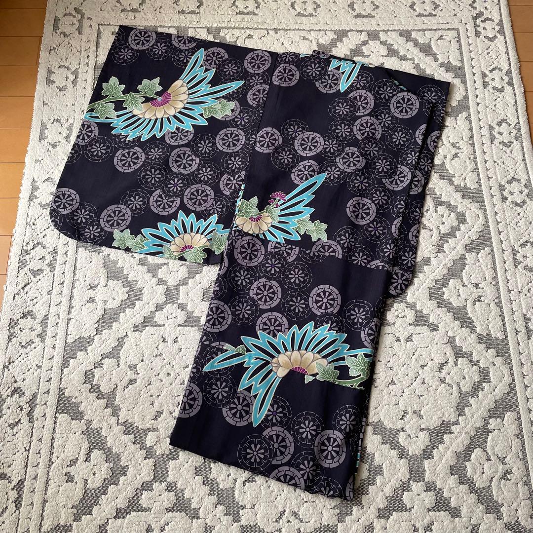 浴衣　アナスイ　ANNA SUI 花柄　歯車　オリエンタル　紫　パープル