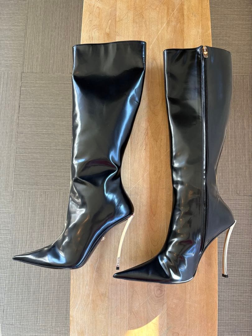 新春SALE!! 【新品】 VERSACE 本革 ハイヒール ロングブーツ