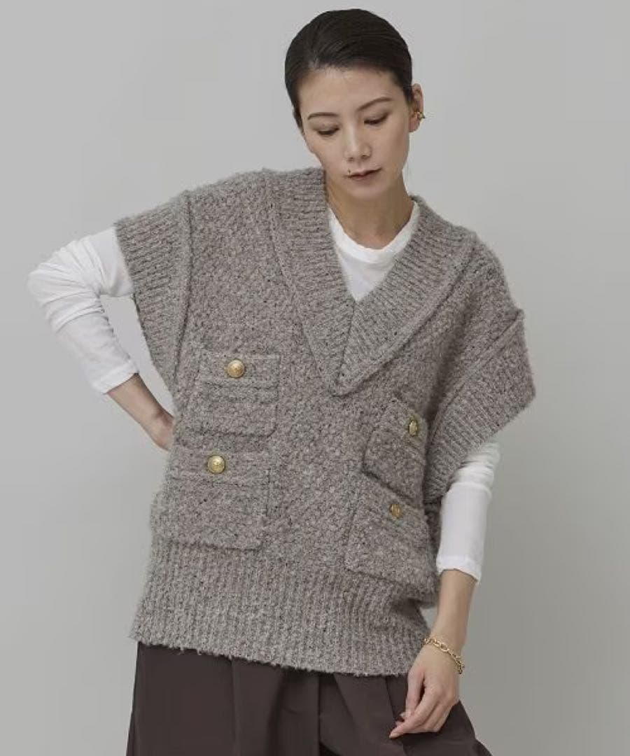 Curensology ツイーディヤーンニットベスト