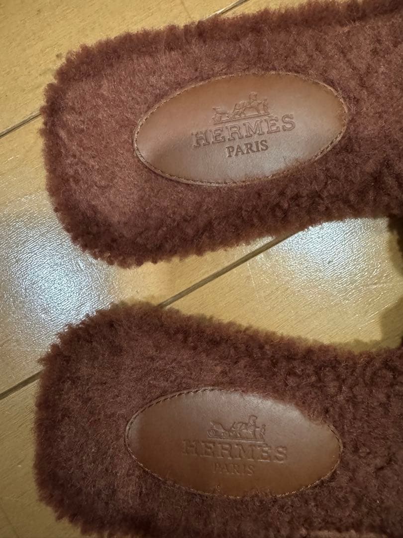 【Kinafg 】HERMES オラン　モコモコサンダル　ブラウン　36