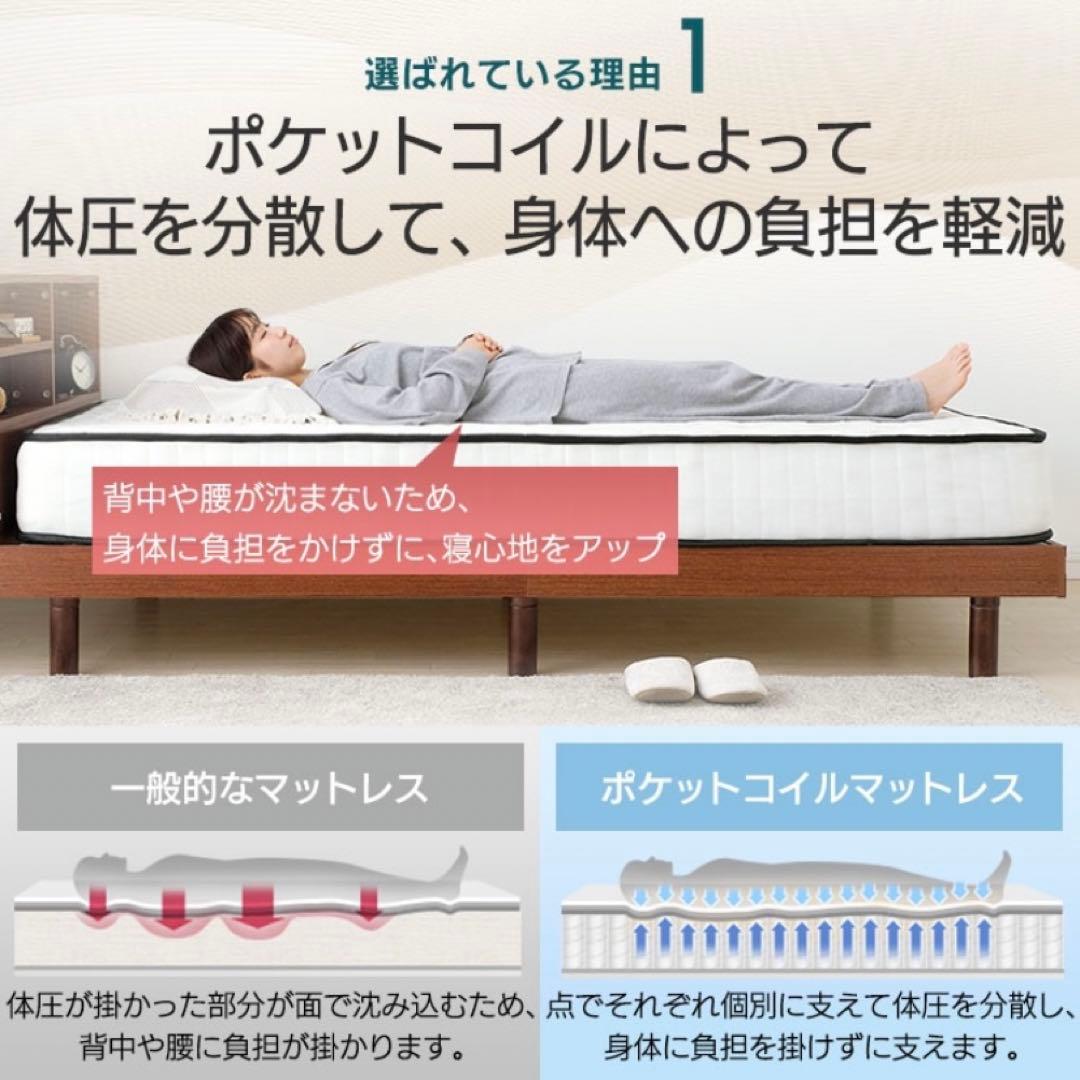 ポケットコイル　マットレス　厚さ14cm 一人暮らし　高品質ウレタン　サラサラ
