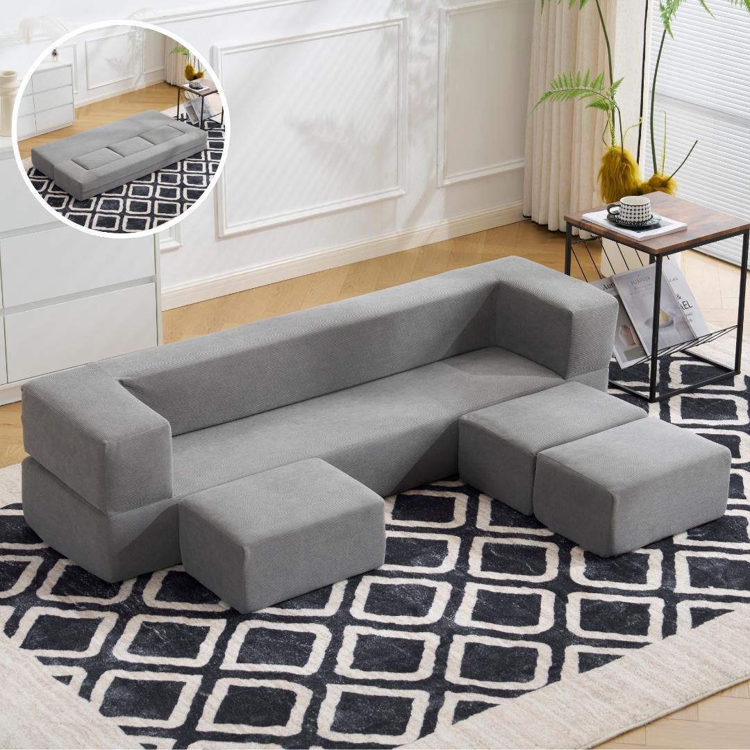 ソファベッド 最大5人掛け 5P 組立て不要 フロアソファ