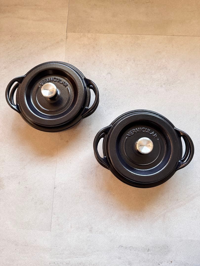 レア品)バーミキュラ オーブンポット黒 2個セット #14cm 浅型