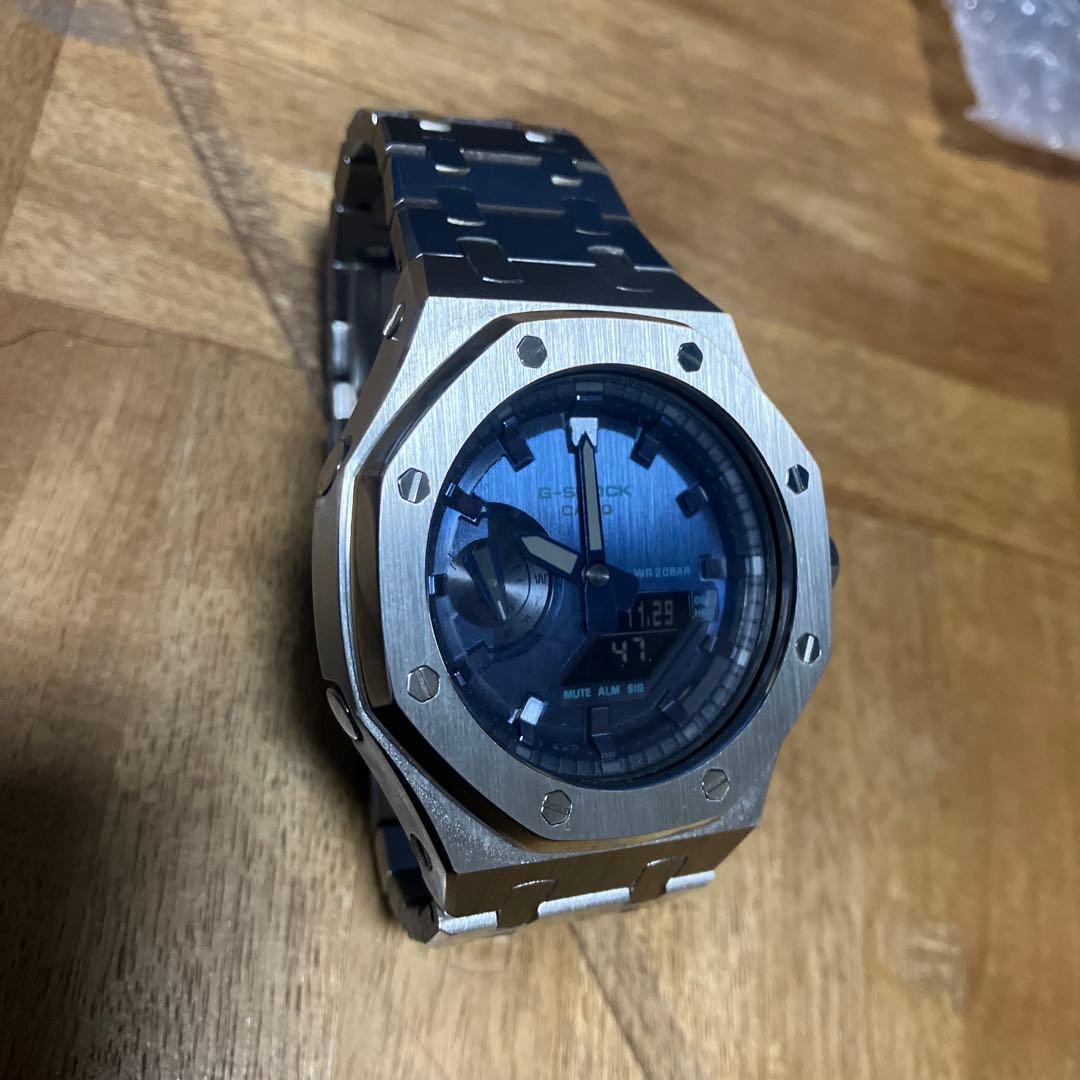 カシオーク　ステンレススチール シルバー/ブルー